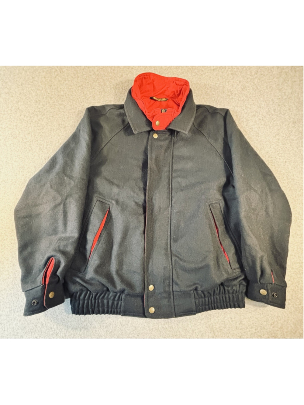 Vintage Wool Ski Jacket Men’s M/L Black Red Lined Bomber Made in USA
